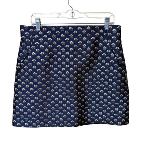 & Other Stories Navy Jacquard Aline Mini Skirt Pockets - 12 - Picture 2 of 7